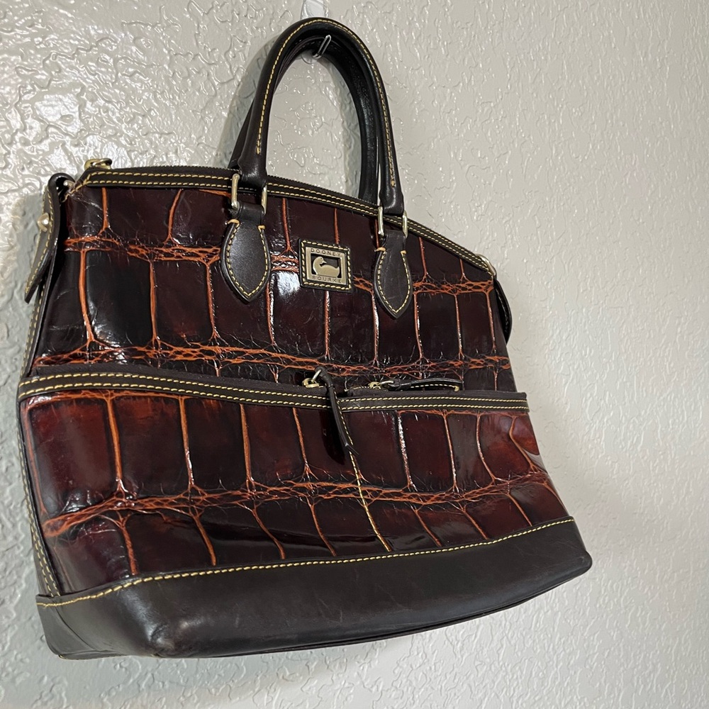 Dooney & Bourke Brown Croc-Embossed Leather Briefcase